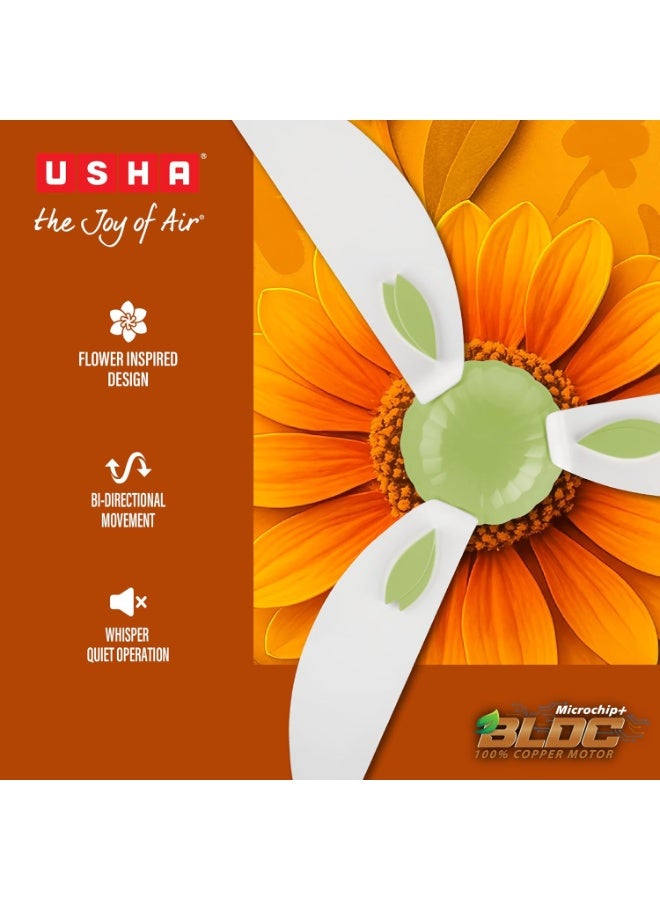 أوشا USHA New Bloom Series Helenium (Inspired by Helenium) BLDC Ceiling Fan with Bi-Directional Feature | Sleep/Boost/Timer Modes | RF Remote | Whisper-Quiet | Dust-Resistant (White & Light Green) - Image 5